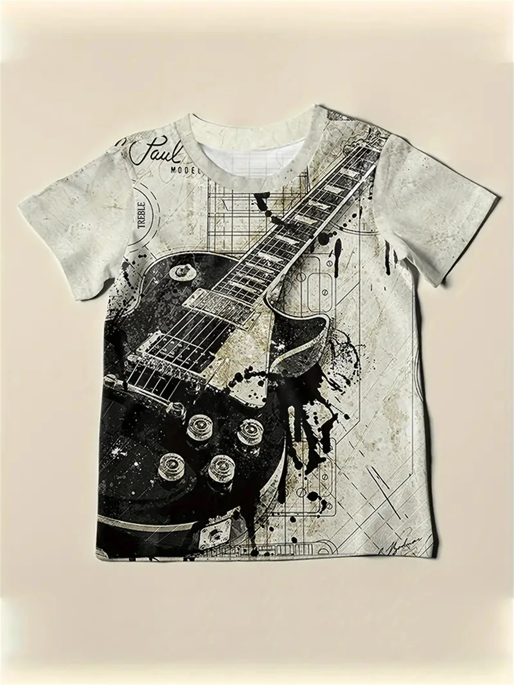 Camiseta con estampado 3D de instrumentos de guitarra para hombre y mujer, camisa de manga corta a la moda, Tops de Hip Hop para niños, camisetas de gran tamaño, Top de moda de verano