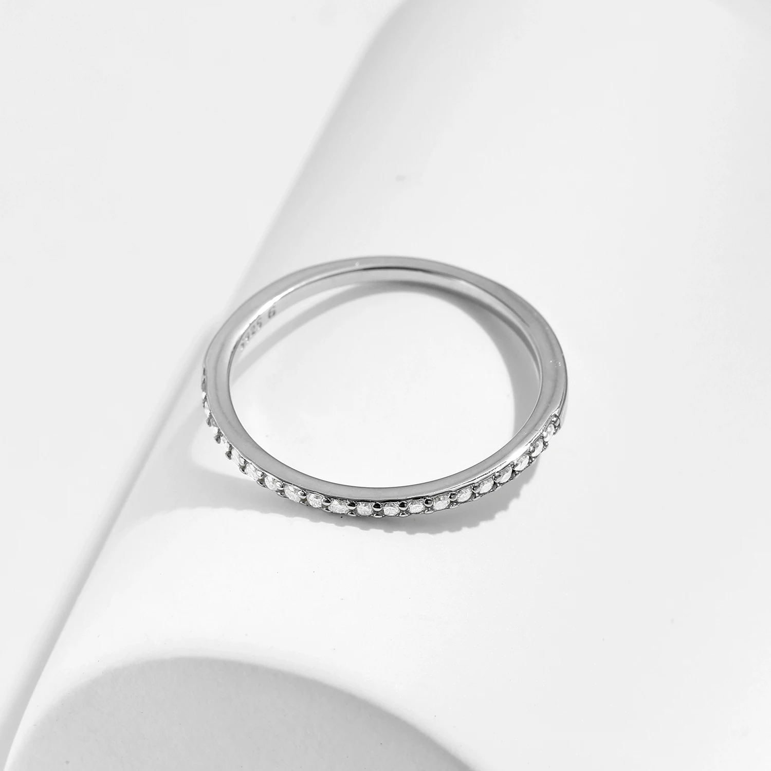 Anillo MODIAN de moissanita Simple eternidad, Plata de Ley 925, anillos de boda finos simples brillantes para mujer, joyería fina