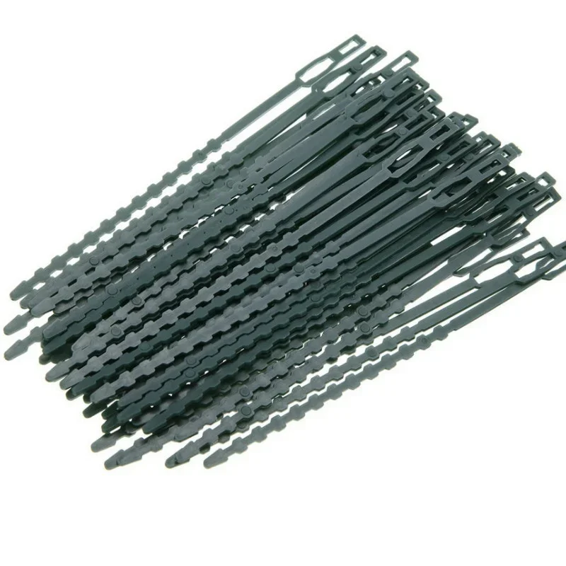 50 Uds. Bridas de plástico ajustables para cables de plantas, bridas para cables reutilizables para jardín, árbol, soporte para escalar plantas, vid, tomate, Clip para tallo