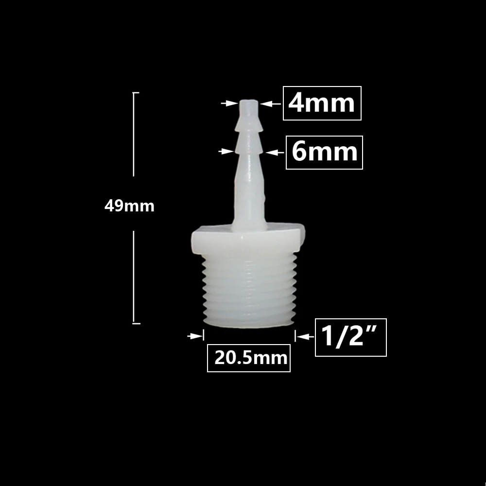 Rosca de 1/2 pulgada a púas 4/6/8/10/12/14/16/18/20mm accesorios de conector de manguera de plástico sistema de riego por goteo acoplador de tubería