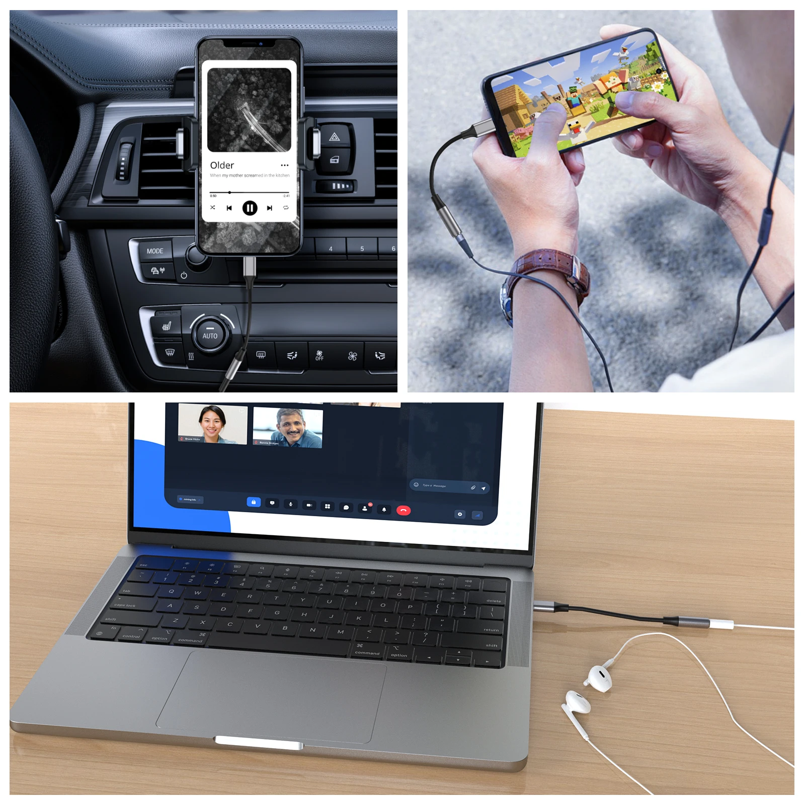 Adaptador de auriculares tipo C a conector de 3,5mm USB-C 3,5mm convertidor de Cable de Audio para IPhone 15 15 Pro MAX Samsung Galaxy Huawei Xiaomi