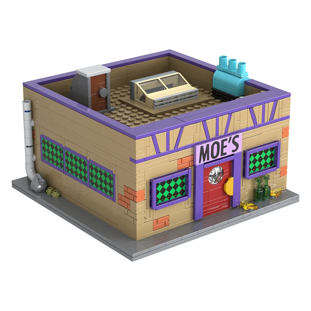 Gobricks MOC Simpsoned Modular Moe's Tavern bloques de construcción lugar de Springfield Modular Moe's Tavern Bar ladrillos modelo juguetes regalo