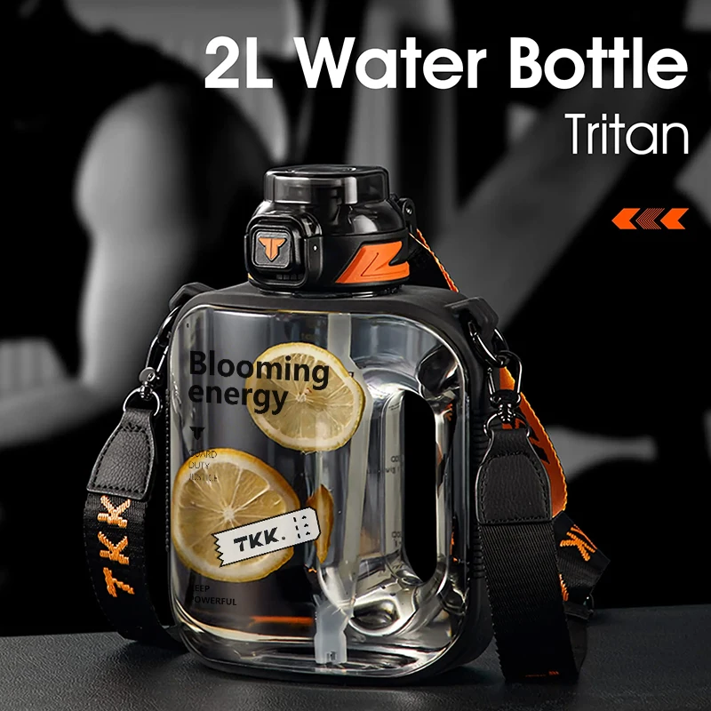 TKK 1/1.6/2L botella de agua deportiva TRITAN taza creativa de gran capacidad resistente al calor hervidor de viaje para adultos al aire libre gimnasio jarras de Fitness