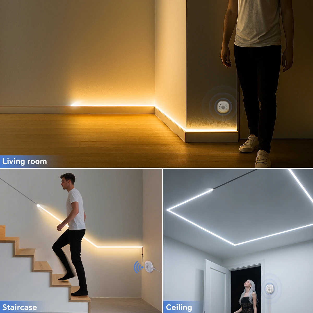 Tira de luces LED WS2811 Horse Race Chase, Sensor de movimiento, cinta Led nocturna para escalera, cinta Flexible para decoración de techo de habitación
