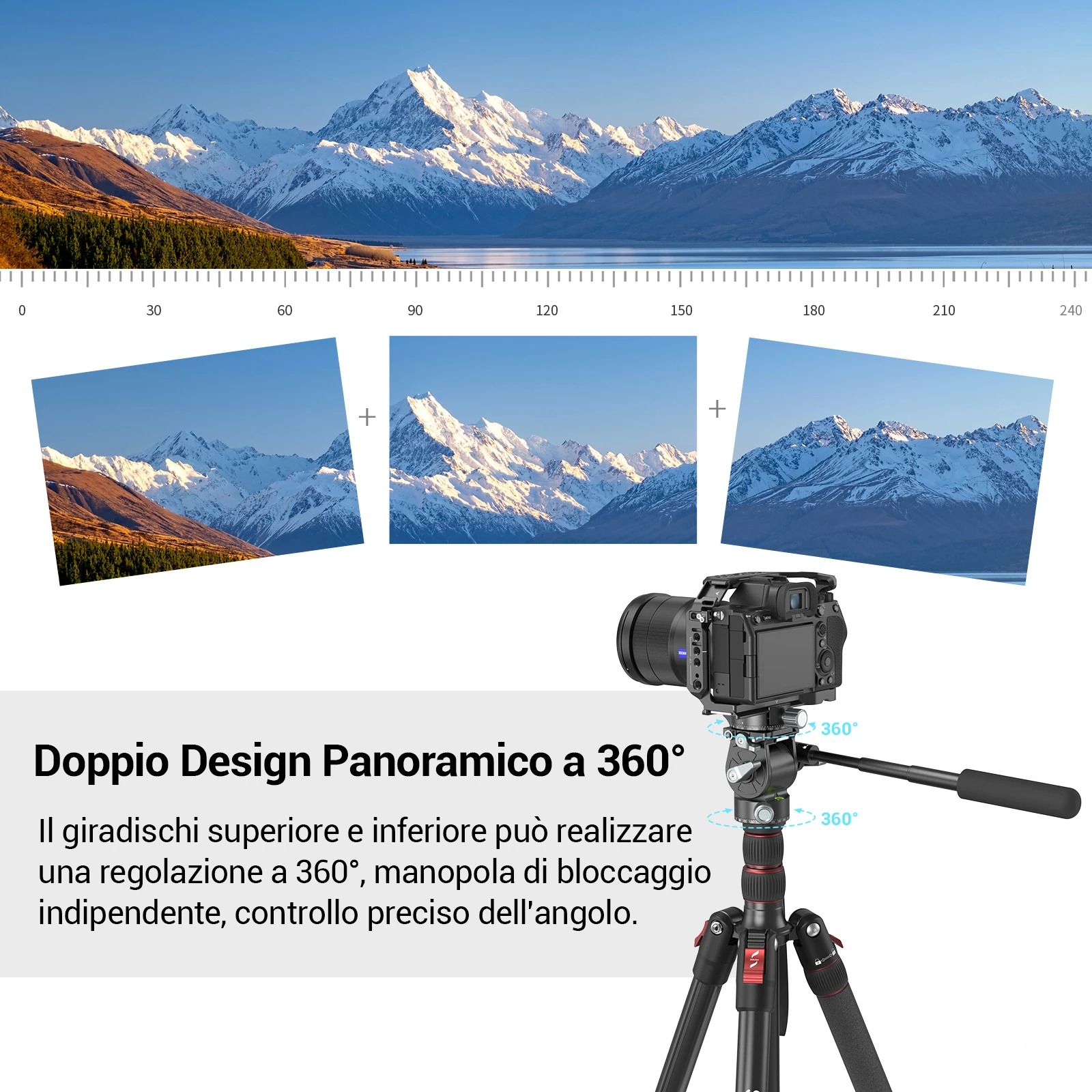 SmallRig-Cabezal de vídeo ligero y fluido, giratorio de 360 ° con mango telescópico extraíble, ajustable, ligero, portátil, 3457
