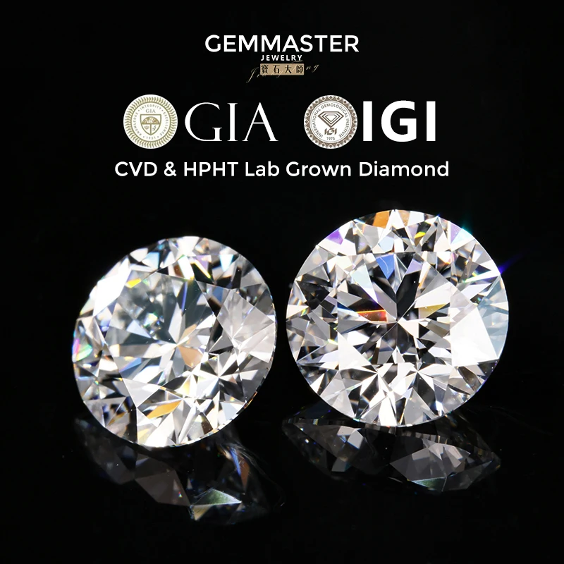 Diamante de Laboratorio IGI GIA VVS VS de 0.5ct 1ct 3ct 5ct, Diamante Suelto de Corte Brillante Redondo, Diamante Cultivado en Laboratorio 100% Real CVD HPHT