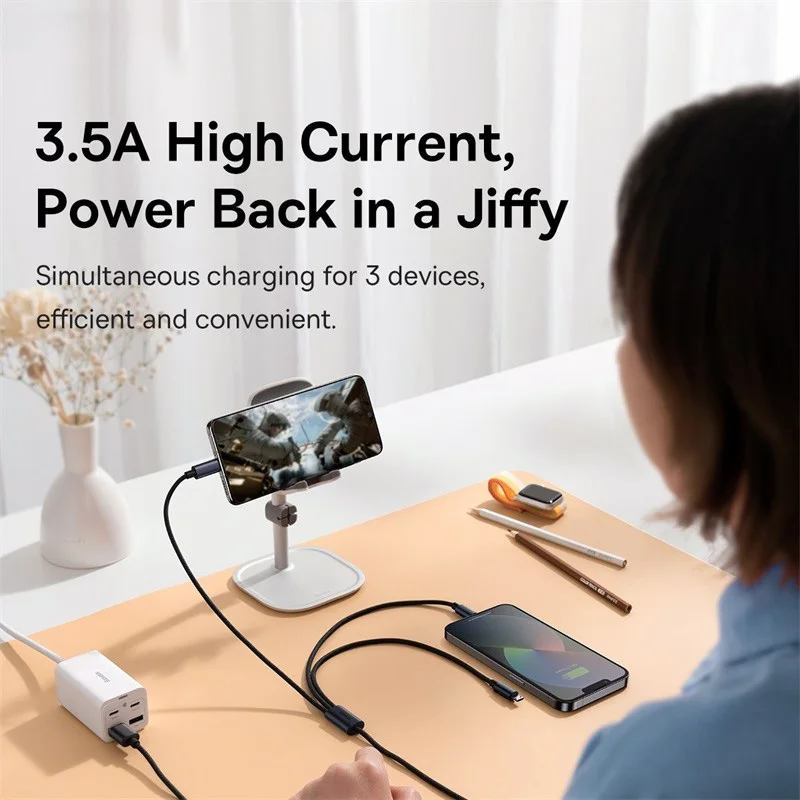 Cable USB Baseus 3 en 1 tipo C para Samsung Xiaomi Mi 9 Huawei Cable para iPhone 13 12 11 cargador de teléfono Cable de datos Micro USB
