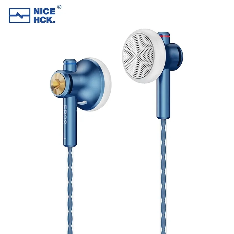 NiceHCK-auriculares EB2S PRO de cabeza plana con micrófono, dispositivo de audio con cable de 3,5mm, LCP, diafragma dinámico, música, Vocal, 4,4/15,4mm