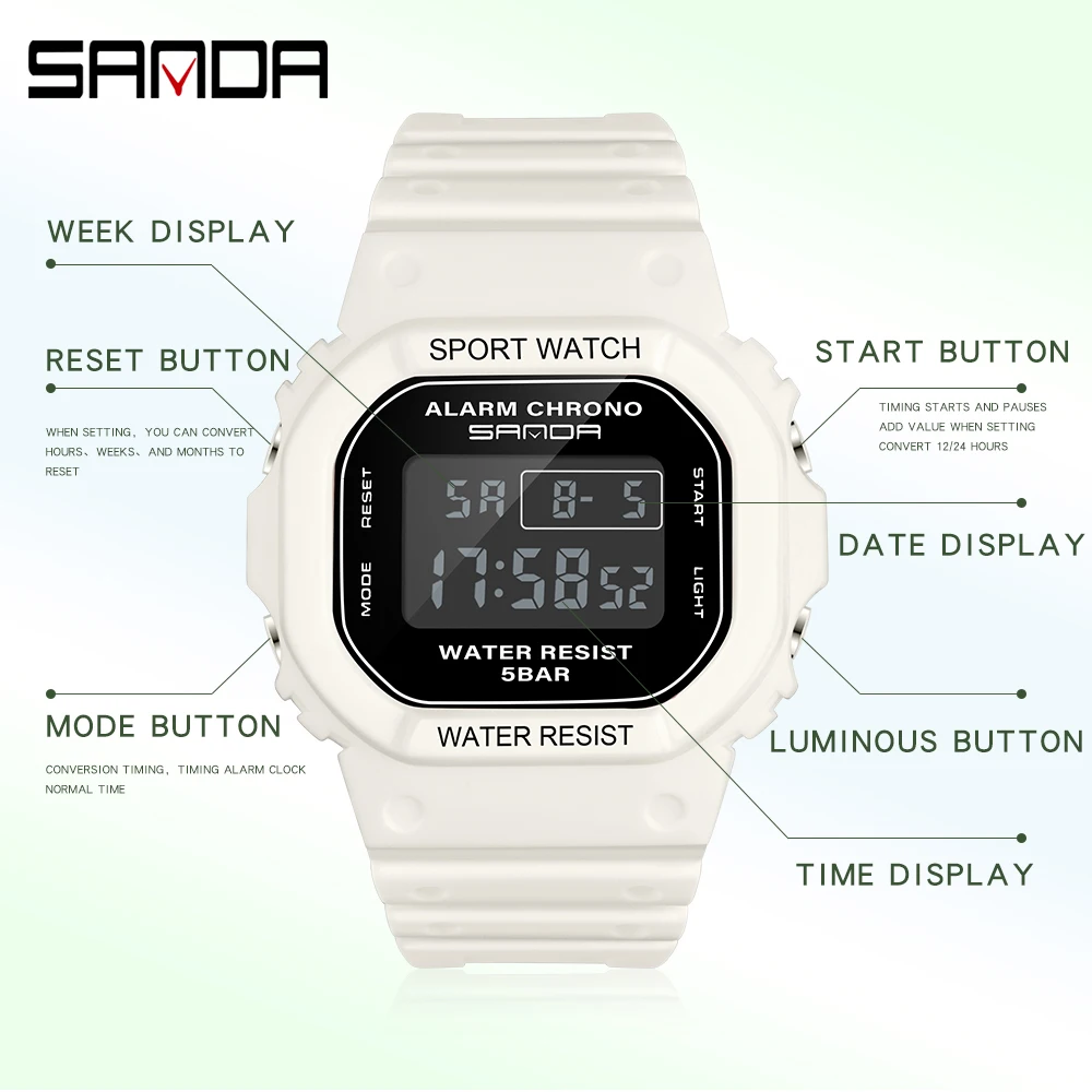 Reloj Digital SANDA estilo G para hombre, reloj deportivo resistente al agua para hombre, reloj electrónico para niño y niña, reloj Masculino Relógio Mulhe