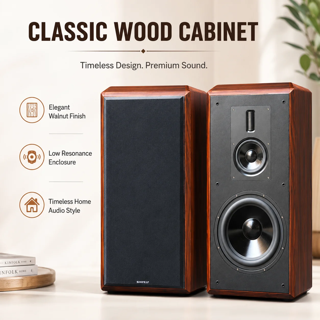 Altavoz de estantería de 10 pulgadas, 200W, equipo de sonido de tres vías, caja de sonido pasiva de 4 ohmios para sistema de cine en casa, estudio de música