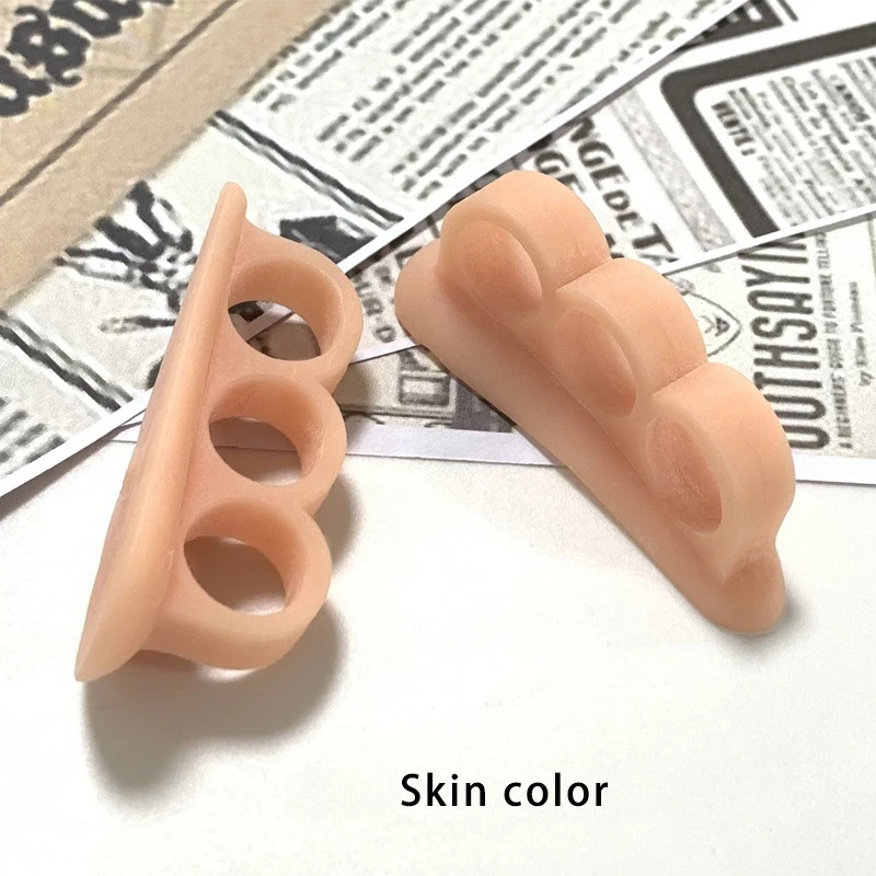 Separador de dedos de silicona con tres orificios para dedos entrecruzados, protector de dedos, separador de hallux valgus, aparato ortodóntico.