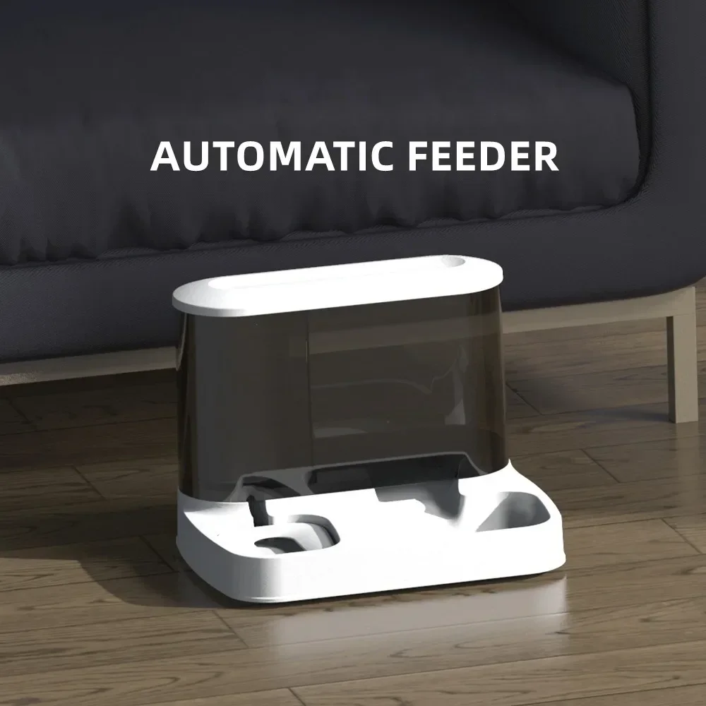 Alimentador automático 2 en 1 para mascotas, contenedor de almacenamiento de alimentos secos, fuente de agua Visible de plástico grande para mascotas, dispensador automático de alimentos para mascotas