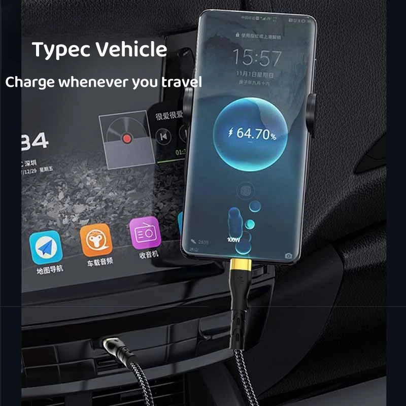 Cable tipo C de 120W, Cable de carga rápida tipo C a tipo C para Samsung S23 Huawei Xiaomi C a C tipo C, accesorios de Cable USB C