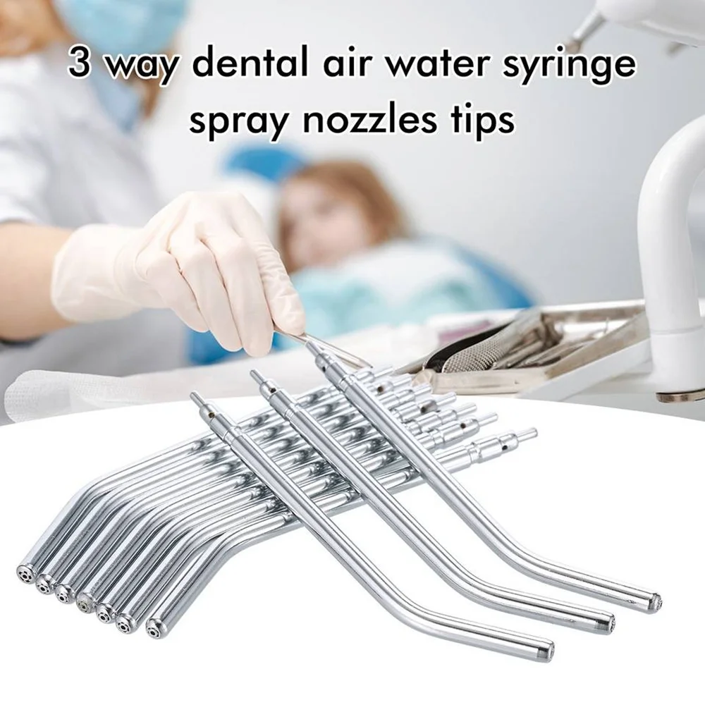 Boquillas dentales de acero inoxidable, puntas de jeringa de 3 vías, pulverizador de agua y aire, Triple jeringa, piezas de repuesto para silla de odontología, 10 piezas