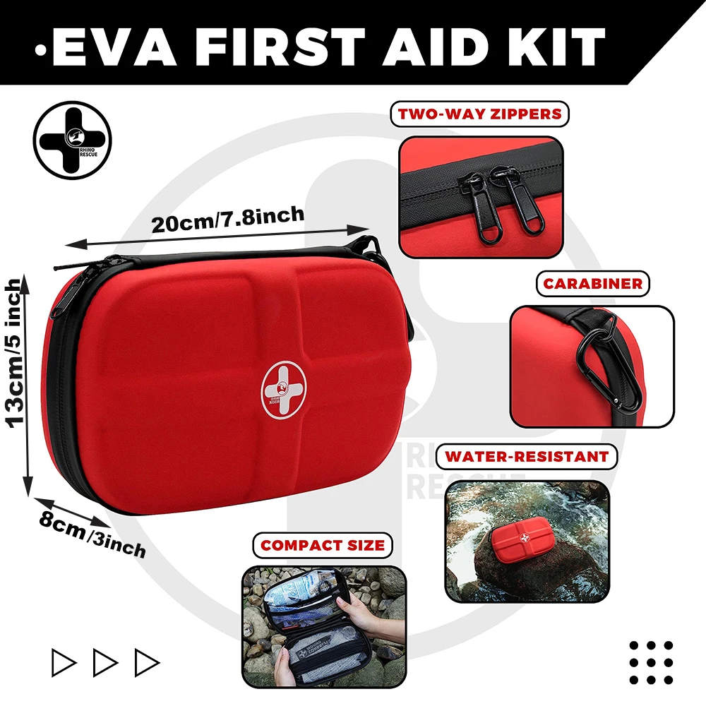 RHINO RESCUE Mini Botiquín De Primeros Auxilios Pequeño Kit De Emergencia Portátil Impermeable Artículos Esenciales Para Acampar, Con 106 Artículos Para Viajes, Hogar, Automóvil