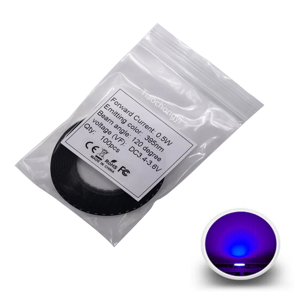 Lámparas de chip de luz ultravioleta púrpura SMD 2835 3528, 0,5 W, 0,2 W, 395 nm, 365 nm, diodo emisor de luz LED, bombilla LED.