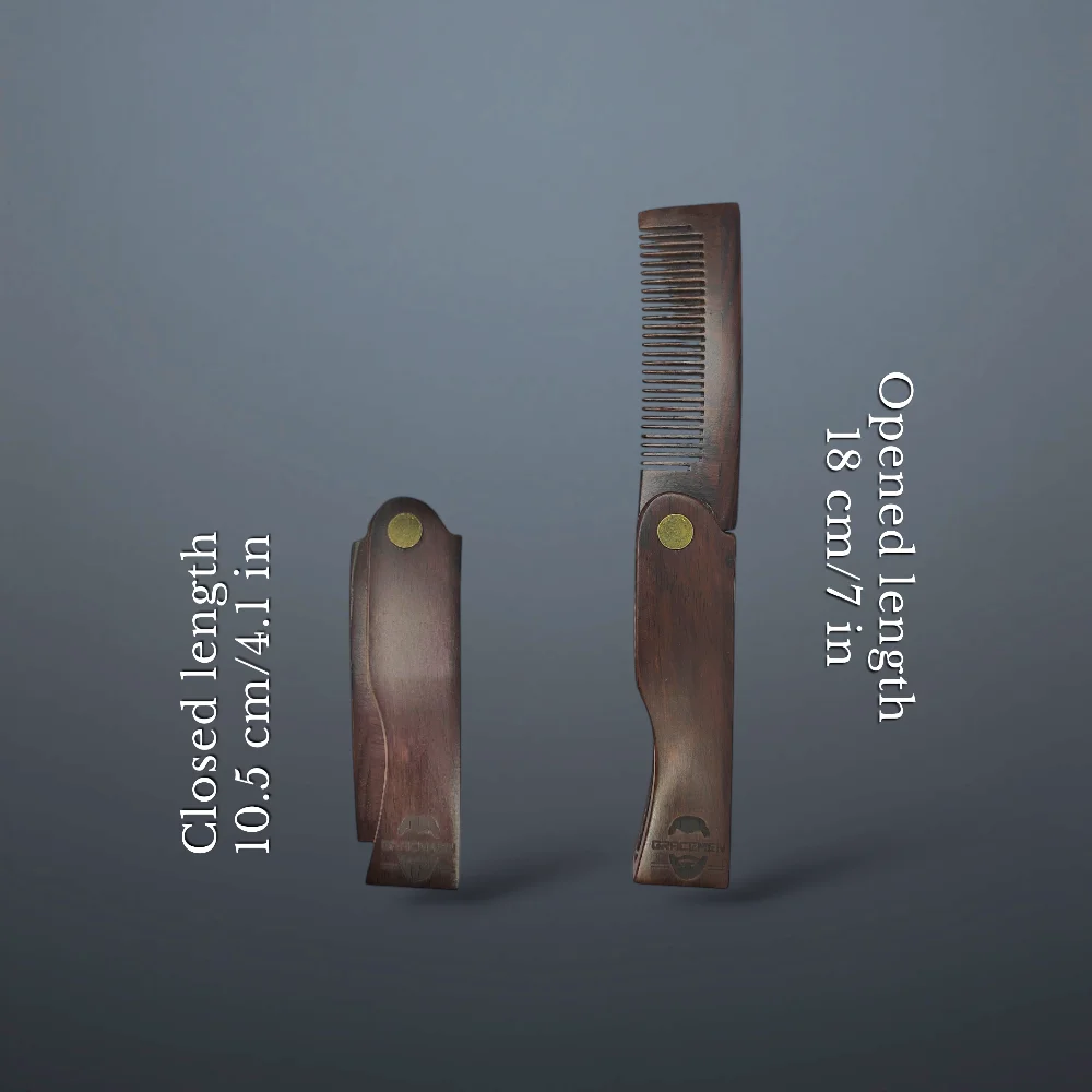 Kit de barba Gracemen: cepillo de barba retro, peine plegable premium y tijeras de acero inoxidable, juego de aseo para hombres con bolsa y estuche de PU