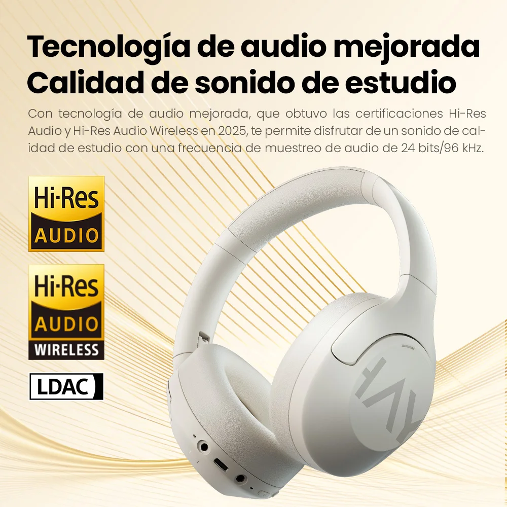 HAYLOU S30 Auriculares inalámbricos Bluetooth 5.4 con micrófono Auriculares con cancelación de ruido Hi-Res Audio 43dB Auriculares activos con controlador de 40mm