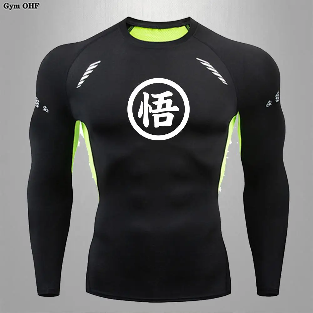 Camisas de compresión con estampado de Goku para hombre, camisetas interiores para gimnasio, entrenamiento, correr, Fitness, capa Base, ejercicio aeróbico de secado rápido, camisetas para hombre