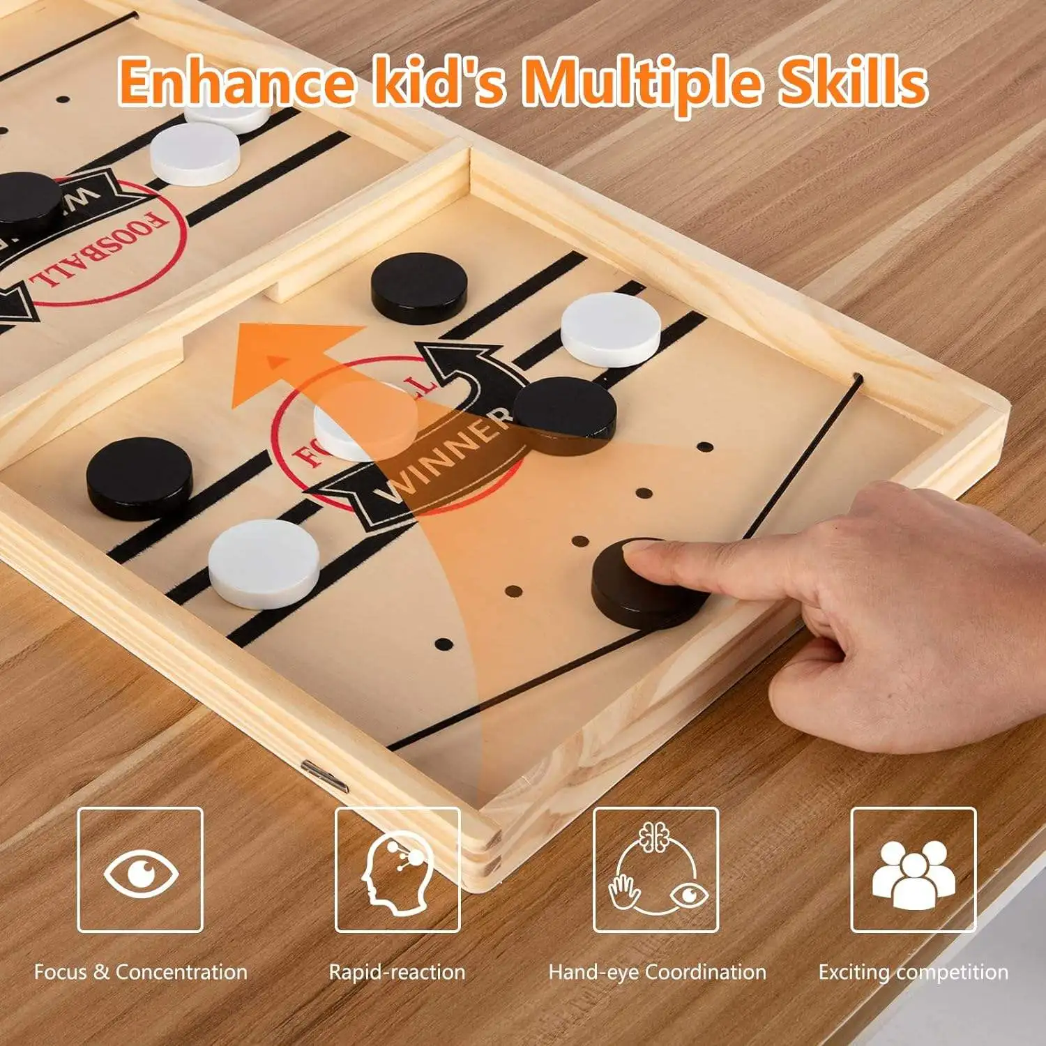 Juego de mesa de billar de madera, juegos de ganador de futbolín, juego de Hockey de mesa, ajedrez catapulta, juguete interactivo divertido y competitivo para padres e hijos