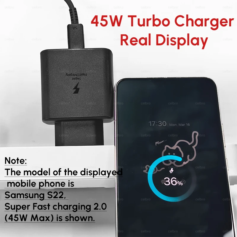 Cargador SAMSUNG PD 45W de Carga Súper Rápida, Cargador de Pared Original de 25W, Cable Tipo C de 5A, Galaxy S26 S25 S24 S23 Ultra A54 A53 Note20