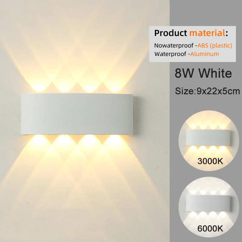 Apliques de pared LED, lámpara moderna para interiores y exteriores, luces blancas de montaje en pared arriba y abajo para decoración de sala de estar, pasillo y dormitorio