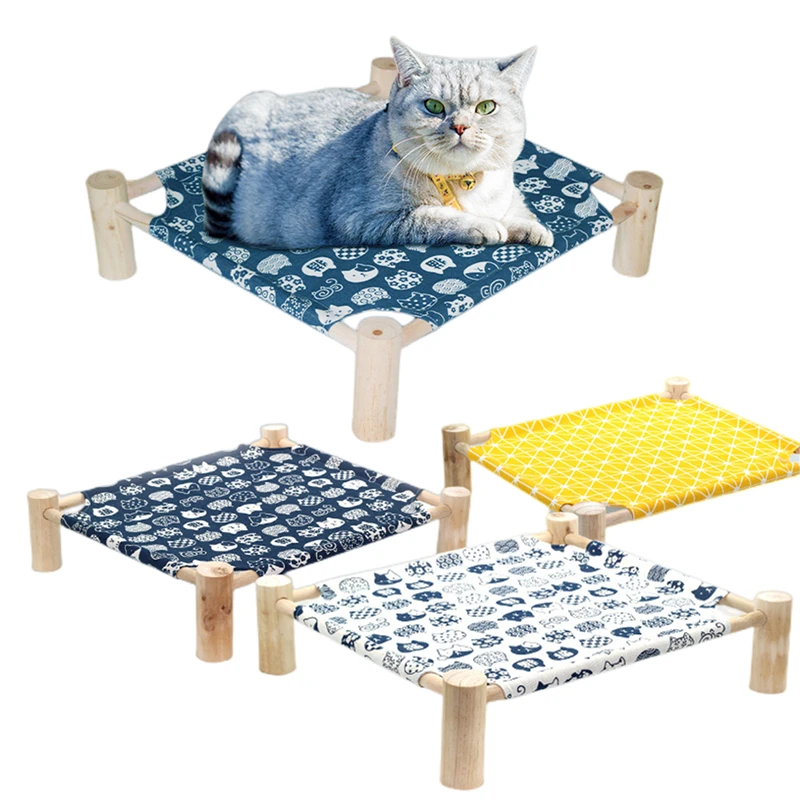Cama Universal para gatos y perros, hamacas para mascotas, extraíbles y transpirables, con marco de madera duradero, para exteriores