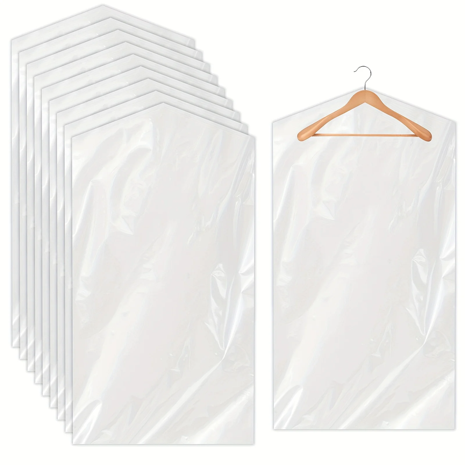 90 bolsas de plástico transparente para limpieza en seco, 35,4 pulgadas, fundas para ropa a prueba de polvo con cierre seguro para colgar ropa y almacenamiento