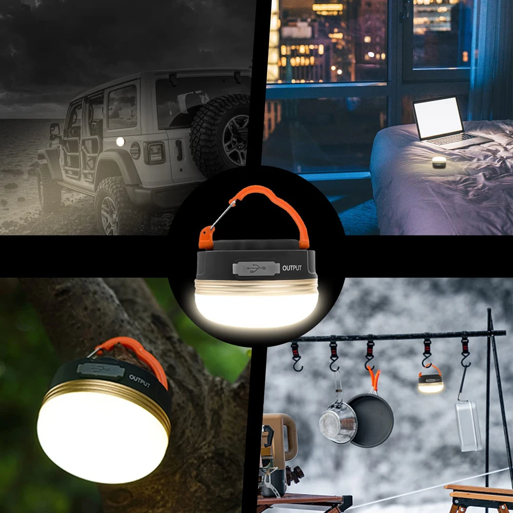 Linterna de Camping de alta potencia de 10W, lámpara para tiendas de campaña, 1200mah, recargable por USB, luces portátiles para acampar, lámpara colgante nocturna para senderismo al aire libre