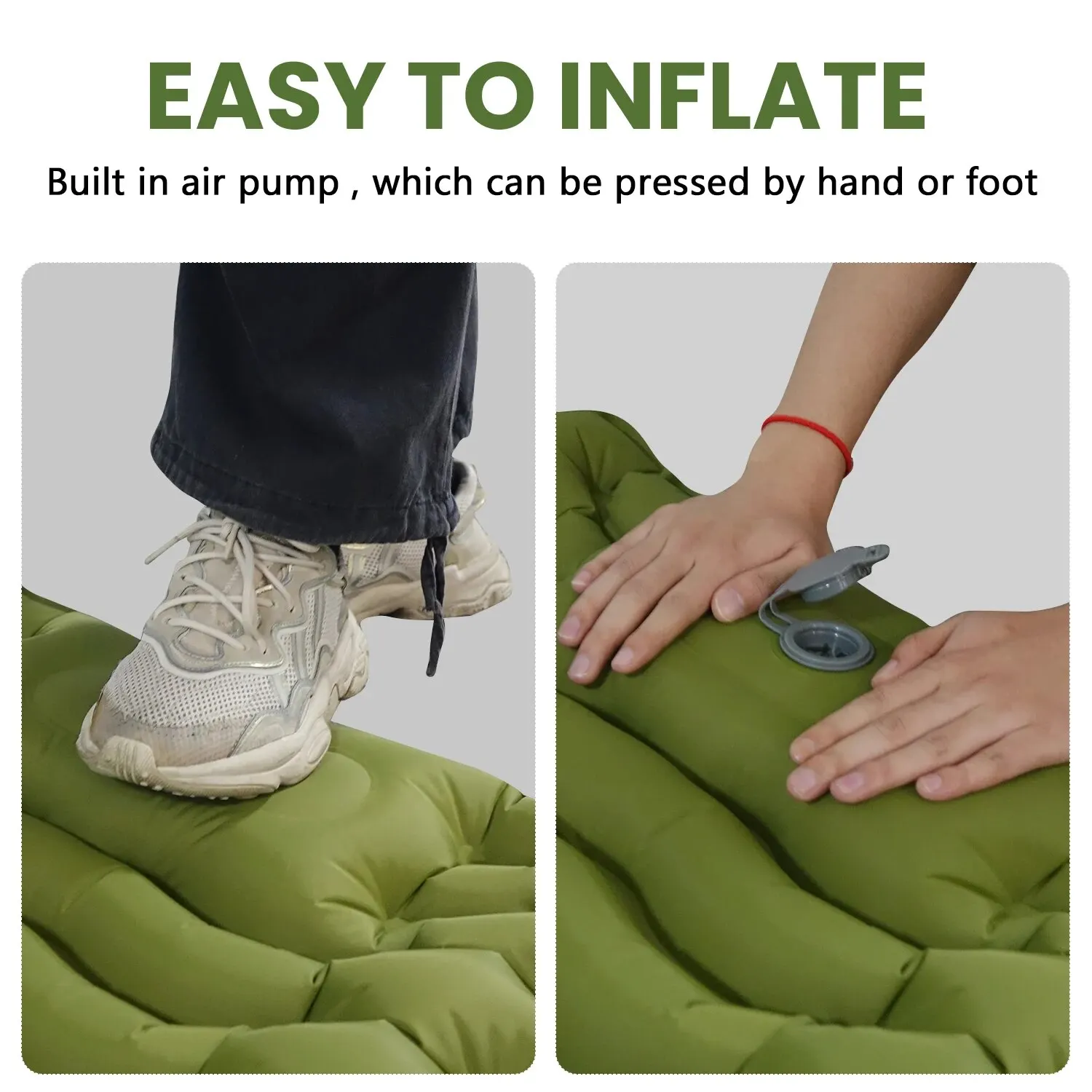 WESTTUNE-colchón inflable para acampar al aire libre, almohadilla para dormir gruesa con almohada integrada y estera de aire con bomba para viajes, senderismo y escalada