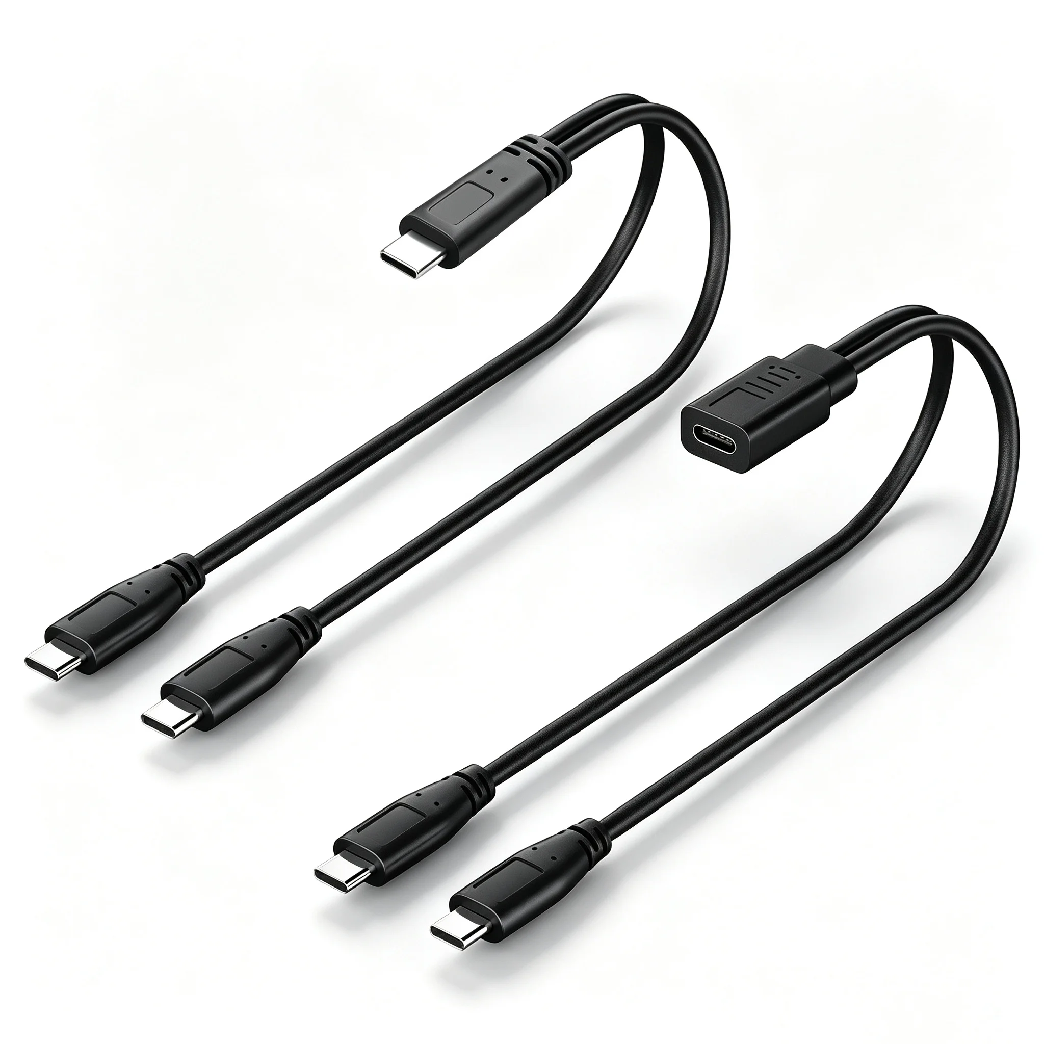 Cable Divisor USB C de 0.3m/1ft, 1 Entrada y 2 Salidas, USB C a Doble Puerto Tipo C Macho, Cable de Extensión para Carga (Solo para Cargar)