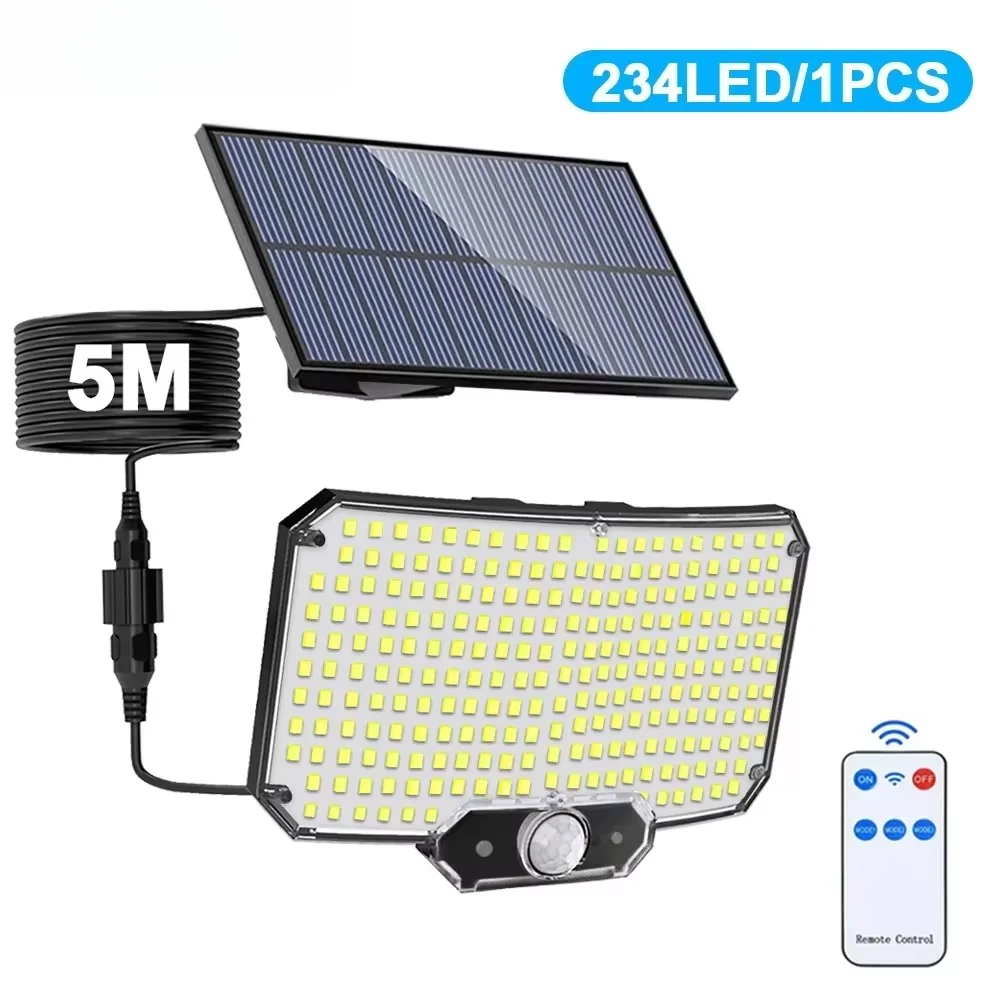 Nuevas Luces Solares para Exteriores 234LED, Luz de Seguridad con Sensor de Movimiento, Lámpara de Pared 234LED, IP65 Impermeable para Jardín
