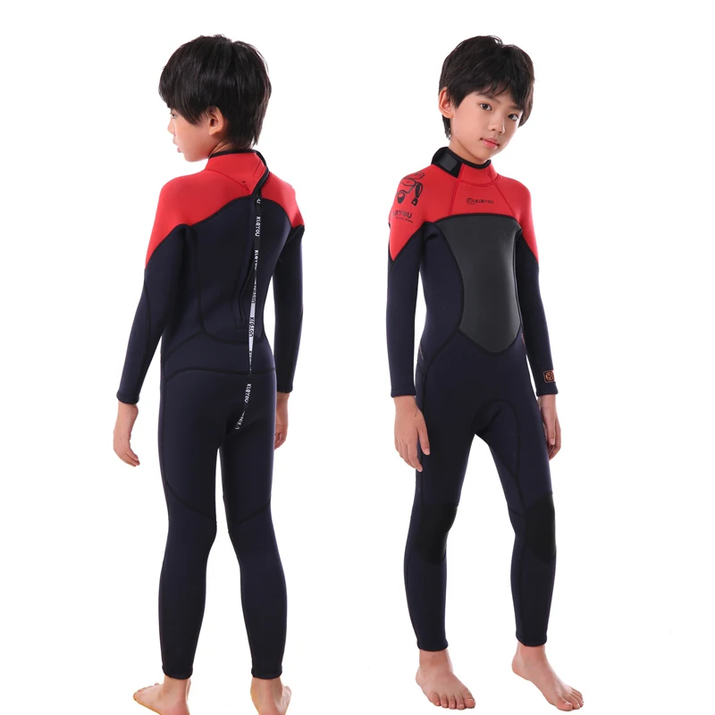 Traje de neopreno de 2,5 MM para niños, traje de baño térmico completo, traje de buceo para Surf juvenil, conjunto de apnea subacuática, ropa de playa gruesa