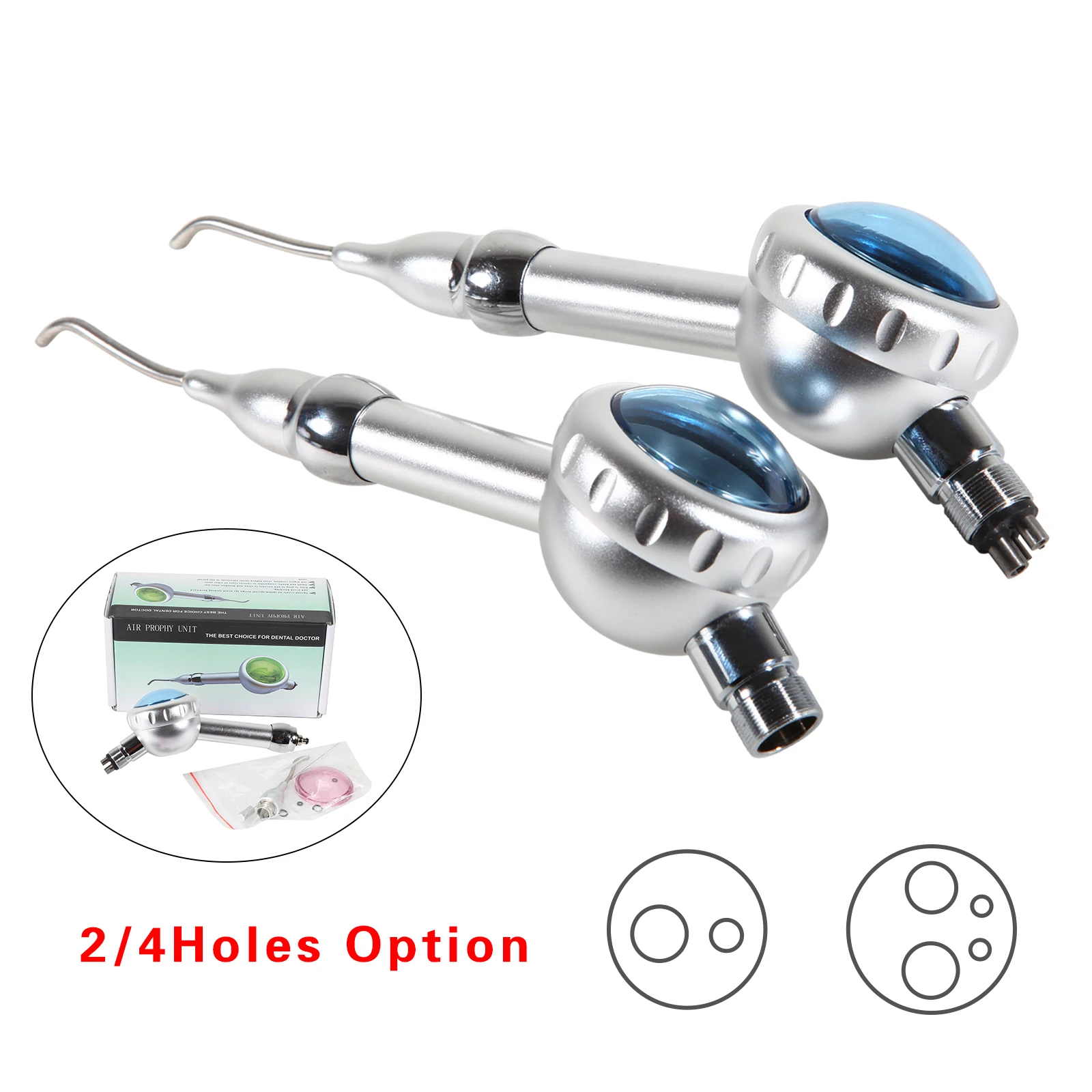 Pulidor de dientes de flujo de aire Dental, pieza de mano, higiene de 2/4 orificios, rotación de 360o, profilaxis de dientes de chorro