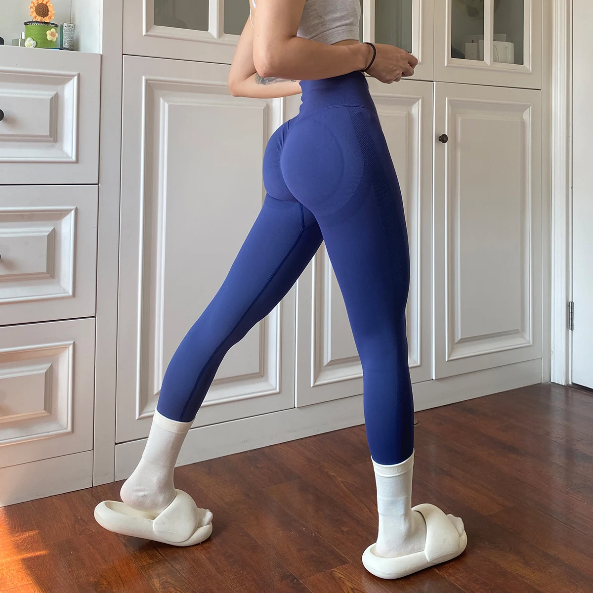 Mallas de Yoga para mujer, pantalones ajustados de cintura alta para correr, mallas deportivas con realce, mallas deportivas para gimnasio, entrenamiento atlético para correr para mujer