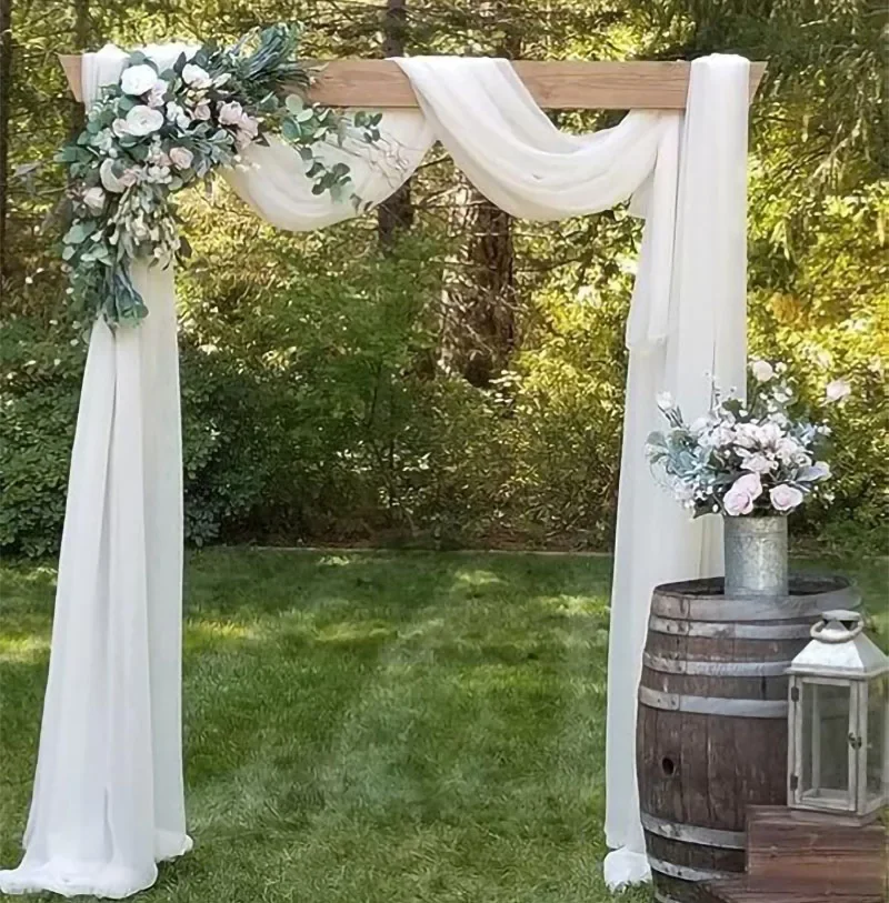 Arco de boda verde salvia, cortinas transparentes drapeadas, telón de fondo para fiesta, ceremonia de boda, techo, decoración de recepción y escenario, 2 uds.
