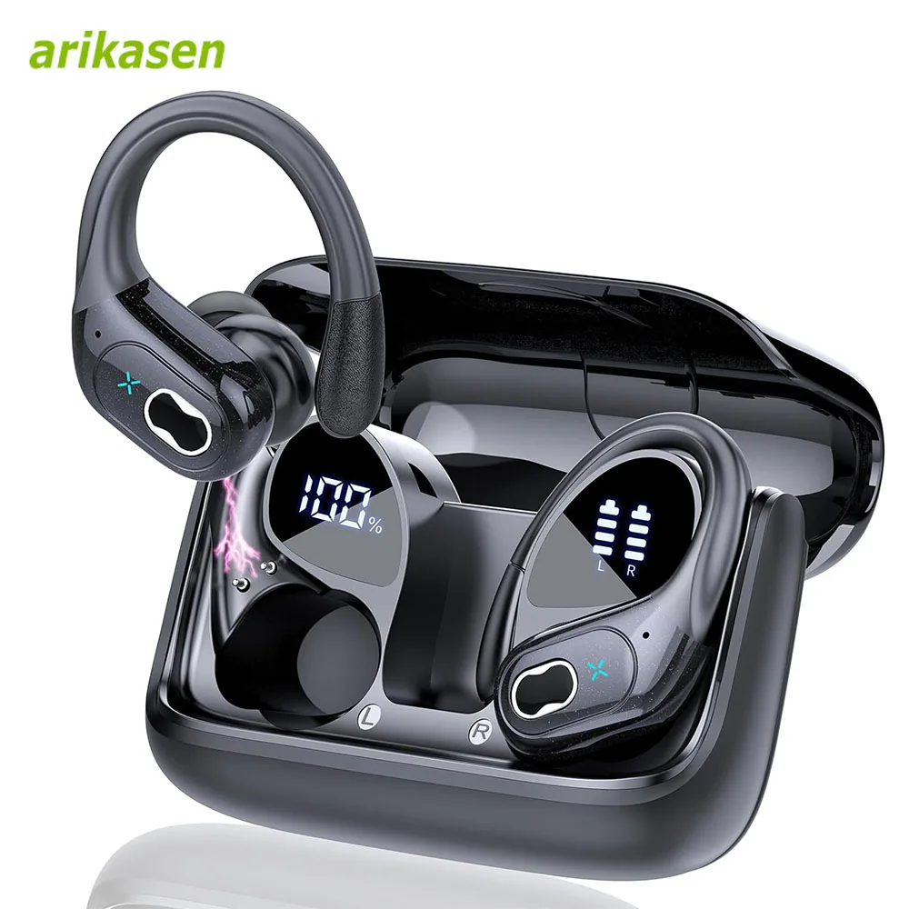 Auriculares Bluetooth 5,3, auriculares inalámbricos 2024, auriculares deportivos Bluetooth de 75 horas con micrófono con cancelación de ruido, auriculares impermeables IPX7