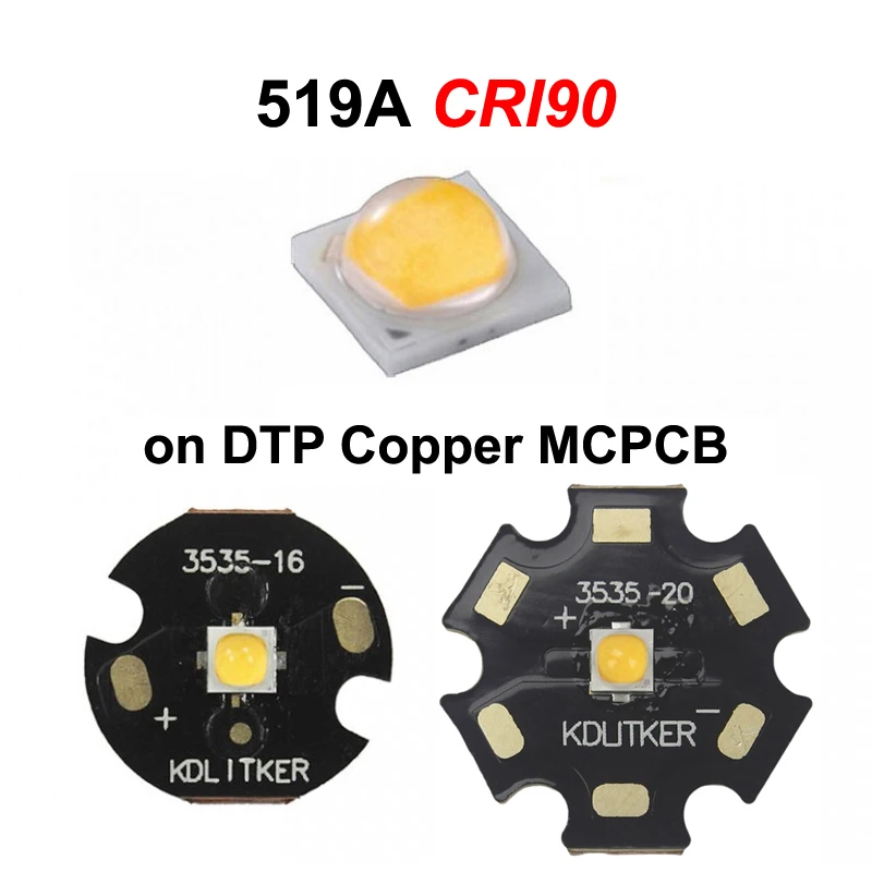 519A 7,04W 2200mA 5700K 5000K 4500K 4000K 3500K 3000K 2700K CRI90 SMD 3535 emisor LED en KDLitker DTP cobre MCPCB