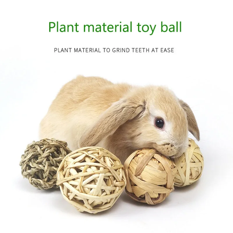 Bola trenzada para masticar, juguete interactivo para mascotas, conejo, hámster, conejo, hierba Natural, diversión para mascotas, 4/5 piezas