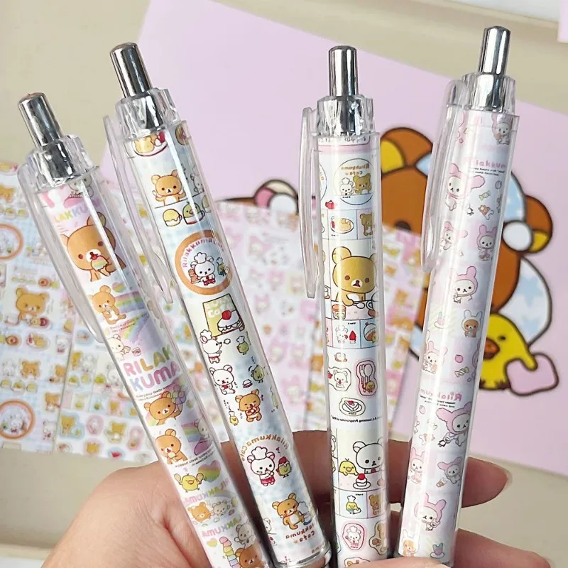 Bolígrafo de gel Rilakkuma Rabbit Press, alta calidad de color, estilo lindo, 0.5mm, para estudiantes, universal, escritura suave, duradero, color negro.
