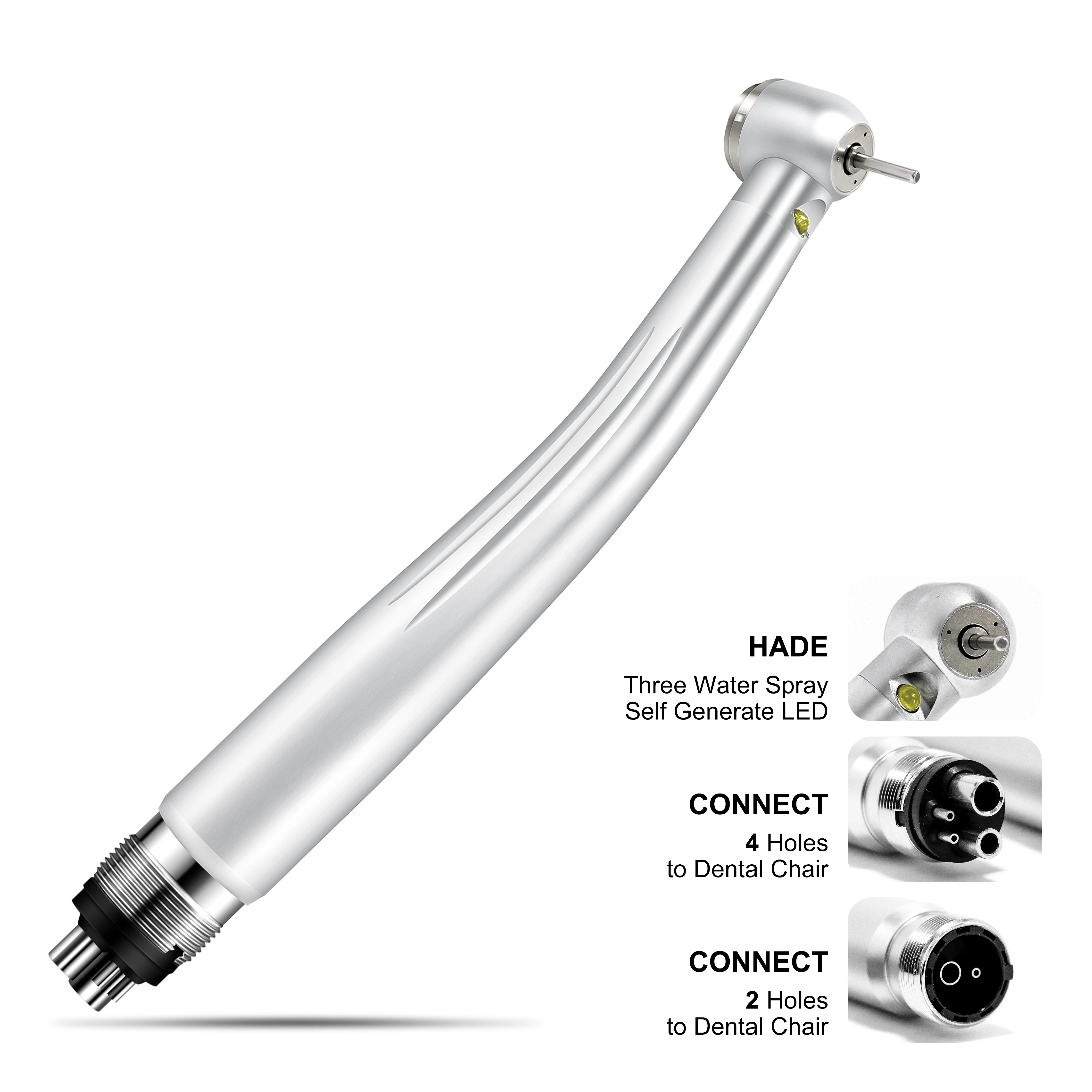 Pieza de mano Dental LED de alta velocidad, acoplador tipo E con Triple pulverización de agua de fibra óptica y taladro Dental de bajo ruido para odontología
