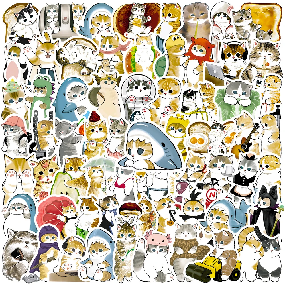 10/30/50/100 Uds lindo gato Animal pegatinas de grafiti Kawaii calcomanías de dibujos animados niños juguete portátil DIY álbum de recortes maleta teléfono coche pegatina