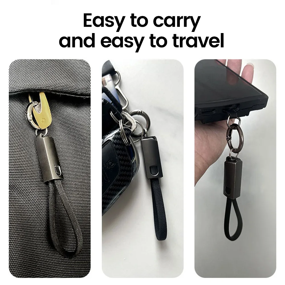 Cable de carga rápida tipo C a tipo C llavero 65W PD para iPhone 15 Xiaomi Samsung tipo c a ios Cable de datos portátil Keycha