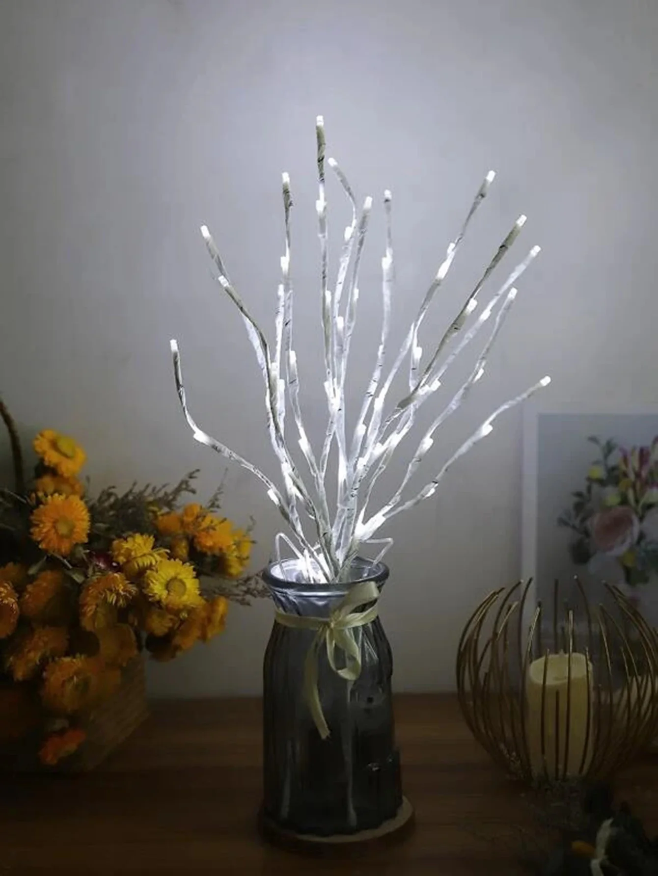 1 unidad de luces de rama de abedul blanco con pilas, 20 guirnaldas de luces LED, ramas de sauce para el hogar, dormitorio, decoración interior y exterior