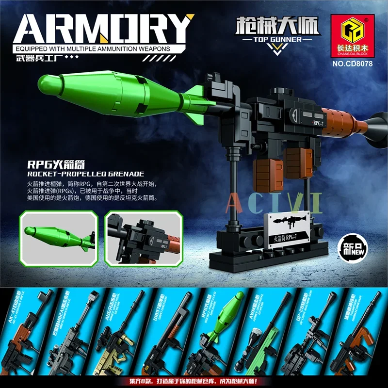 Bloques de Construcción Técnicos, Juguetes de Armas, Modelo de Pistola AK47, Revólver, Subfusil y Francotirador para Niños