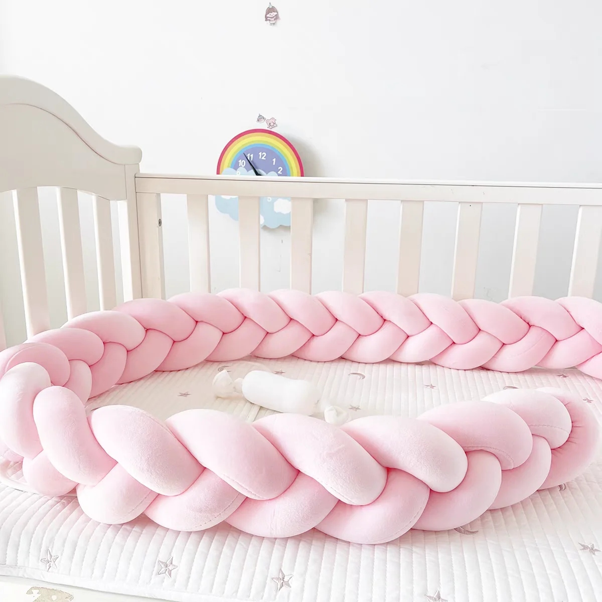 Parachoques para cama de bebé, cuna anticolisión, protección para recién nacido, almohada trenzada con nudo, Protector de cuna, juego de cama de 1M/2M3M/4M