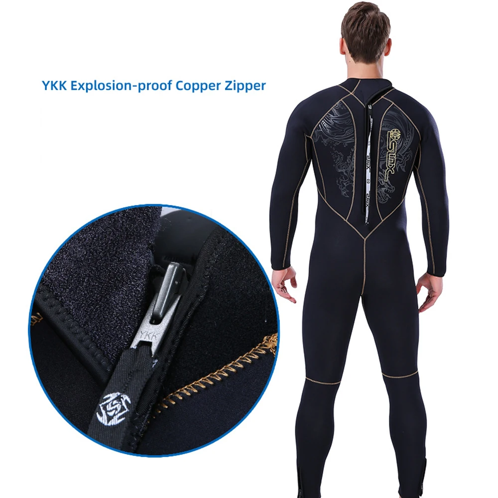 Traje de neopreno grueso de 5mm para hombre, ropa de buceo de manga larga, sub pesca, neopreno, Surf, snorkel, traje de baño, traje de vela, equipo de playa