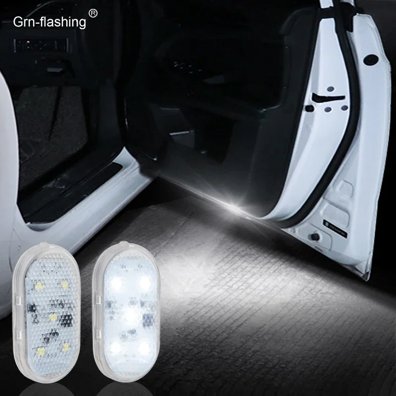 Luces LED para puerta de coche, interruptor magnético, luz de advertencia de bienvenida recargable, luz para habitación de almacenamiento anticolisión Interior de coche, 2 uds.