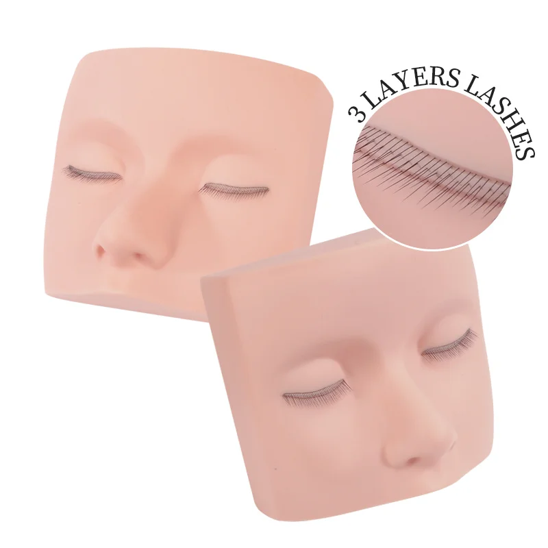 Cabeza de maniquí de pestañas, cabeza de maniquí de maquillaje, extensiones de pestañas, modelo de cara de práctica, cabeza de maniquí de pestañas de silicona elástica suave