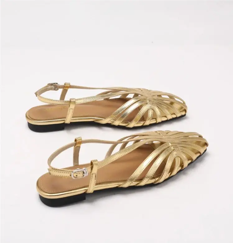 Sandalias Planas de Banda Estrecha ZAROY para Mujer, Talla Grande, Marca de Diseñador, Zapatos de Banquete y Boda, Sandalias Gladiador de Playa Huecas de Verano